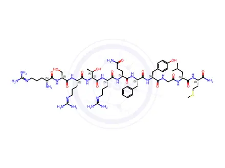 Chemical structure of H-ARG-SER-ARG-THR-ARG-GLN-PHE-TYR-GLY-LEU-MET-NH2