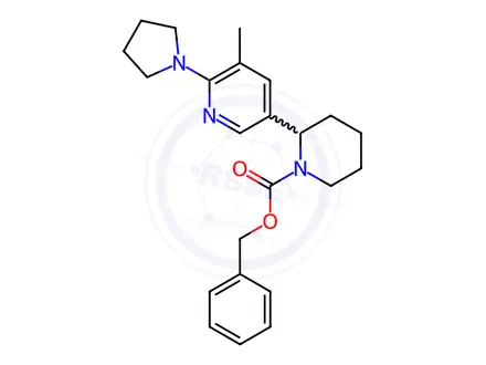 Chemical structure of Benzyl 2-(5-methyl-6-(pyrrolidin-1-yl)pyridin-3-yl)piperidine-1-carboxylate