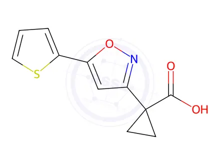 Chemical structure of 1-(5-(Thiophen-2-yl)isoxazol-3-yl)cyclopropanecarboxylic acid