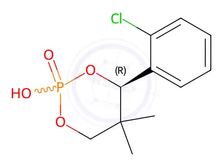Chemical structure of (4R)-(+)-4-(2-Chlorophenyl)-5,5-dimethyl-2-hydroxy-1,3,2-dioxaphosphinane 2-oxide