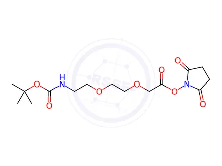 Chemical structure of 3,6,11-Trioxa-9-azatridecanoic acid, 12,12-dimethyl-10-oxo-, 2,5-dioxo-1-pyrrolidinyl ester