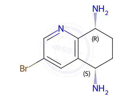 Chemical structure of (5S,8R)-3-bromo-5,6,7,8-tetrahydroquinoline-5,8-diamine