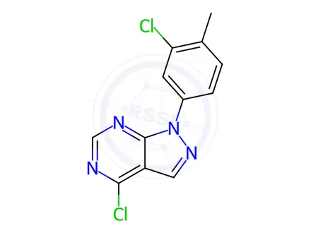 Chemical structure of 4-Chloro-1-(3-chloro-4-methylphenyl)-1H-pyrazolo[3,4-d]pyrimidine