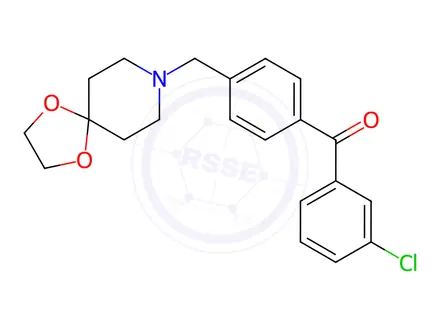 Chemical structure of (4-((1,4-Dioxa-8-azaspiro[4.5]Decan-8-yl)methyl)phenyl)(3-chlorophenyl)methanone