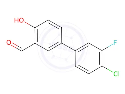 Chemical structure of 4'-Chloro-3'-fluoro-4-hydroxy[1,1'-biphenyl]-3-carbaldehyde