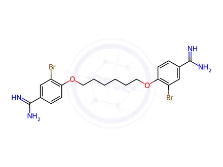 Chemical structure of 2-hydroxyethanesulphonic acid,compound with 4,4`-[hexane-1,6-diylbis(oxy)]bis[3-bromobenzenecarboxamidine](2:1)