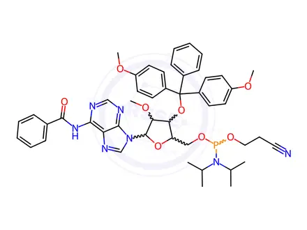 Chemical structure of Phosphoramidites Impurity 22 (3'DMT-2'OMe-A(Bz) CEP)
