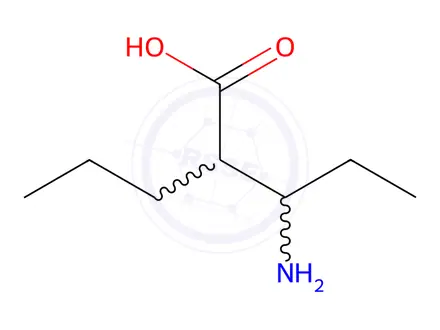 Chemical structure of Pentanoic acid, 3-amino-2-propyl-