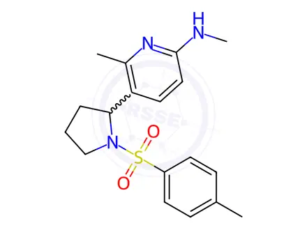 Chemical structure of N,6-dimethyl-5-(1-tosylpyrrolidin-2-yl)pyridin-2-amine