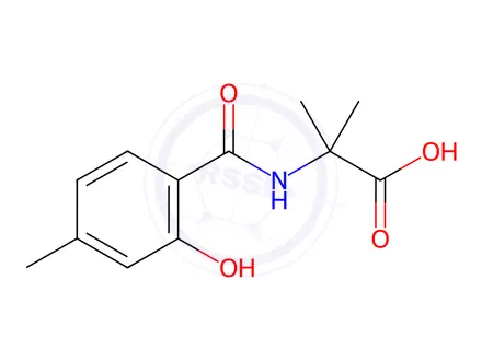 Chemical structure of Alanine, N-(2-hydroxy-4-methylbenzoyl)-2-methyl-