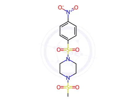 Chemical structure of Piperazine, 1-(methylsulfonyl)-4-[(4-nitrophenyl)sulfonyl]-