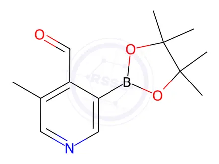 Chemical structure of 4-Pyridinecarboxaldehyde, 3-methyl-5-(4,4,5,5-tetramethyl-1,3,2-dioxaborolan-2-yl)-