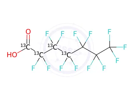 Chemical structure of Perfluoro-n-(1,2,3,4-13C4)heptanoic acid
