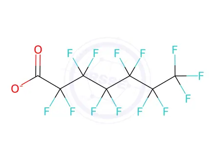 Chemical structure of sodium perfluoroheptanoate
