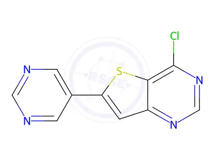 Chemical structure of 4-Chloro-6-(pyrimidin-5-yl)thieno[3,2-d]pyrimidine