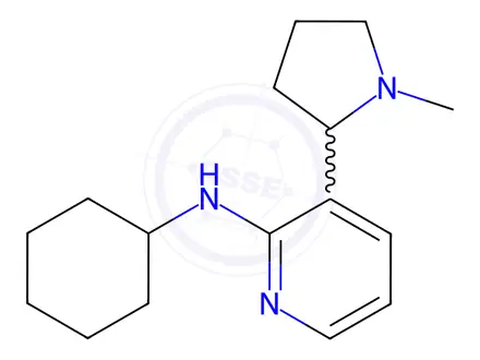 Chemical structure of N-Cyclohexyl-3-(1-methylpyrrolidin-2-yl)pyridin-2-amine