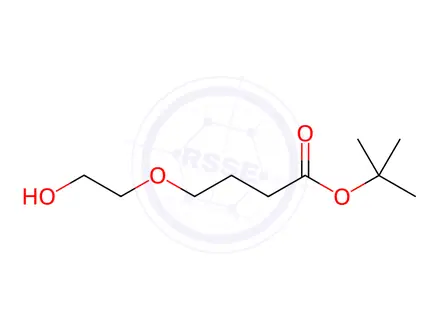 Chemical structure of Butanoic acid, 4-(2-hydroxyethoxy)-, 1,1-dimethylethyl ester