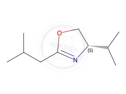 Chemical structure of Oxazole, 4,5-dihydro-4-(1-methylethyl)-2-(2-methylpropyl)-, (S)-(9CI)
