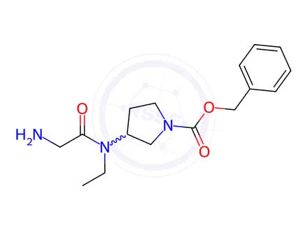 Chemical structure of Benzyl 3-(2-amino-N-ethylacetamido)pyrrolidine-1-carboxylate