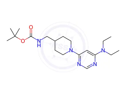 Chemical structure of [1-(6-DiethylaMino-pyriMidin-4-yl)-piperidin-4-ylMethyl]-carbaMic acid tert-butyl ester