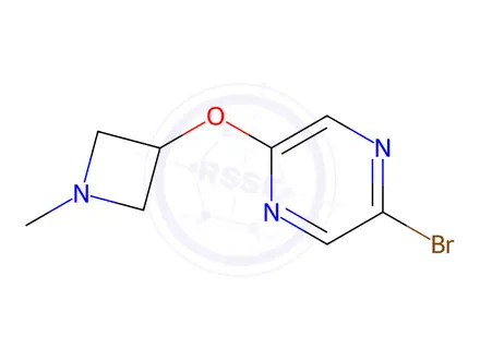 Chemical structure of Pyrazine, 2-bromo-5-[(1-methyl-3-azetidinyl)oxy]-
