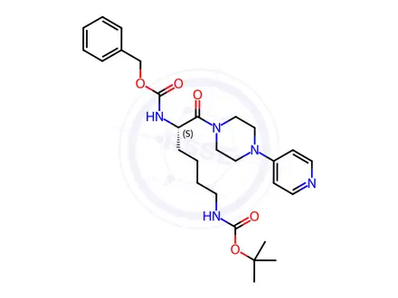 Chemical structure of (S)-benzyl tert-butyl (6-oxo-6-(4-(pyridin-4-yl)piperazin-1-yl)hexane-1,5-diyl)dicarbamate