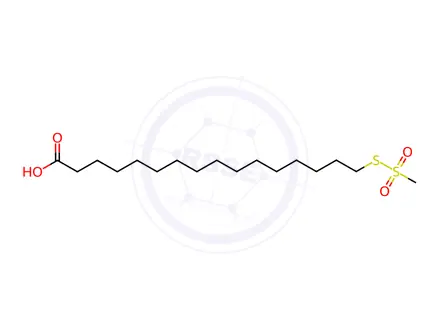 Chemical structure of 16-Methanethiosulfonyl Hexadecanoic Acid