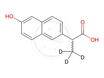 Chemical structure of rac O-Desmethyl Naproxen-d3