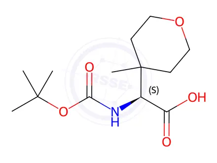 Chemical structure of (S)-2-((tert-Butoxycarbonyl)amino)-2-(4-methyltetrahydro-2H-pyran-4-yl)acetic acid