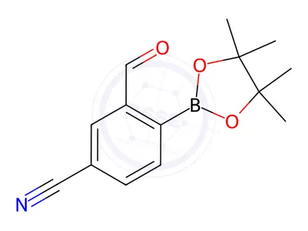 Chemical structure of Benzonitrile, 3-formyl-4-(4,4,5,5-tetramethyl-1,3,2-dioxaborolan-2-yl)-