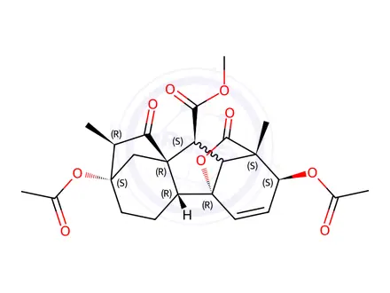 Chemical structure of O-Methyl 15-Oxo 17-Hydro Gibberellin A3 Diacetate