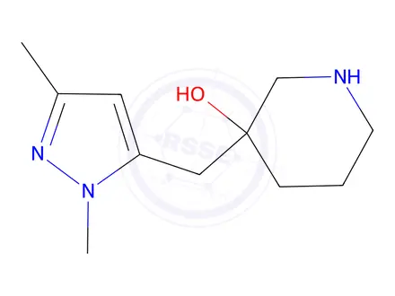 Chemical structure of 3-((1,3-Dimethyl-1h-pyrazol-5-yl)methyl)piperidin-3-ol