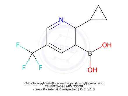 Chemical structure of (2-Cyclopropyl-5-(trifluoromethyl)pyridin-3-yl)boronic acid