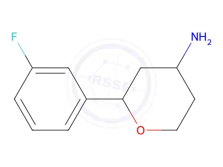 Chemical structure of 2-(3-Fluorophenyl)oxan-4-amine