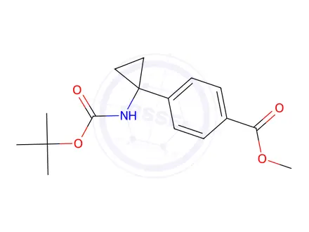 Chemical structure of methyl 4-(1-{[(tert-butoxy)carbonyl]amino}cyclopropyl)benzoate