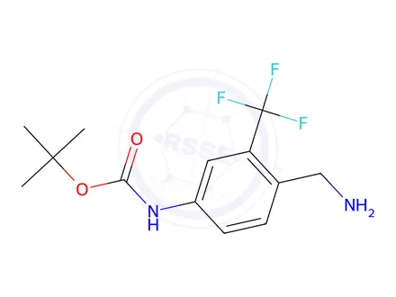 Chemical structure of tert-Butyl (4-(aminomethyl)-3-(trifluoromethyl)phenyl)carbamate