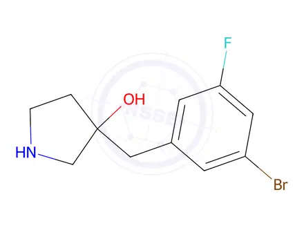 Chemical structure of 3-(3-Bromo-5-fluorobenzyl)pyrrolidin-3-ol