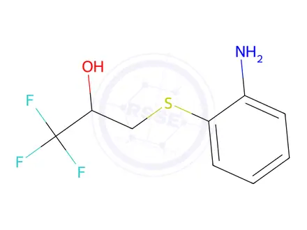 Chemical structure of 3-[(2-aminophenyl)sulfanyl]-1,1,1-trifluoropropan-2-ol