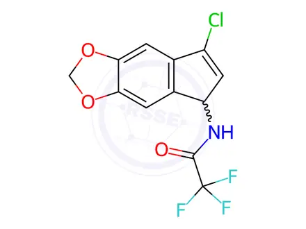 Chemical structure of N-{7-chloro-2H,5H-indeno[5,6-d][1,3]dioxol-5-yl}-2,2,2-trifluoroacetamide