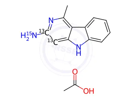 Chemical structure of 3-Amino-1-methyl-5H-pyrido[4,3-b]indole-13C2,15N Acetate