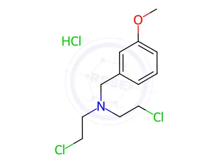 Chemical structure of 2-chloro-N-(2-chloroethyl)-N-(3-methoxybenzyl)-1-ethanaminium chloride