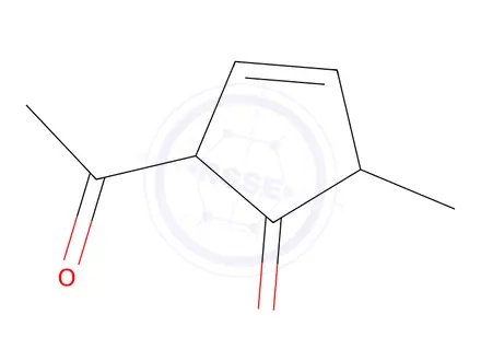 Chemical structure of 3-Cyclopenten-1-one, 2-acetyl-5-methyl-(6CI)