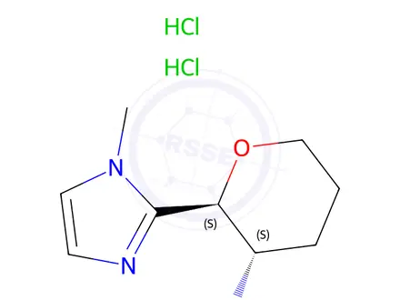 Chemical structure of trans-2-(1-methyl-1H-imidazol-2-yl)oxan-3-amine dihydrochloride