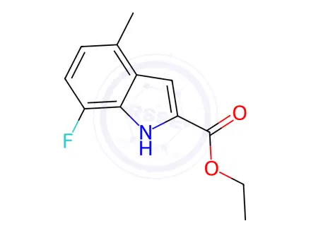 Chemical structure of ethyl 7-fluoro-4-methyl-1H-indole-2-carboxylate