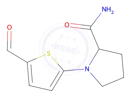 Chemical structure of 1-(5-Formylthiophen-2-yl)pyrrolidine-2-carboxamide