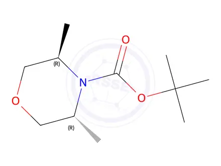 Chemical structure of (3R,5R)-tert-butyl 3,5-dimethylmorpholine-4-carboxylate