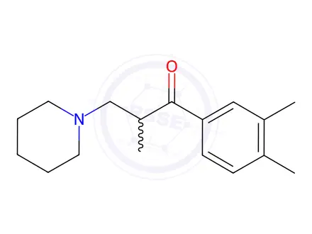Chemical structure of 1-(3,4-Dimethylphenyl)-2-methyl-3-(piperidin-1-yl)propan-1-one