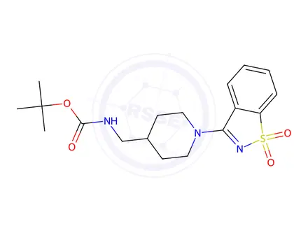 Chemical structure of tert-Butyl ((1-(1,1-dioxidobenzo[d]isothiazol-3-yl)piperidin-4-yl)Methyl)carbaMate