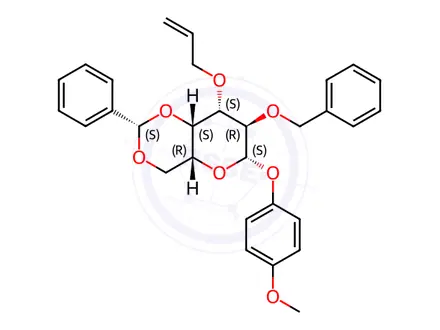 Chemical structure of 4-METHOXYPHENYL 3-O-ALLYL-2-O-BENZYL-4,6-O-BENZYLIDENE-BETA-D-GALACTOPYRANOSIDE