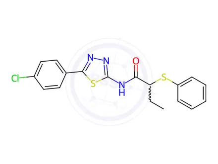 Chemical structure of N-(5-(4-Chlorophenyl)-1,3,4-thiadiazol-2-yl)-2-(phenylthio)butanamide
